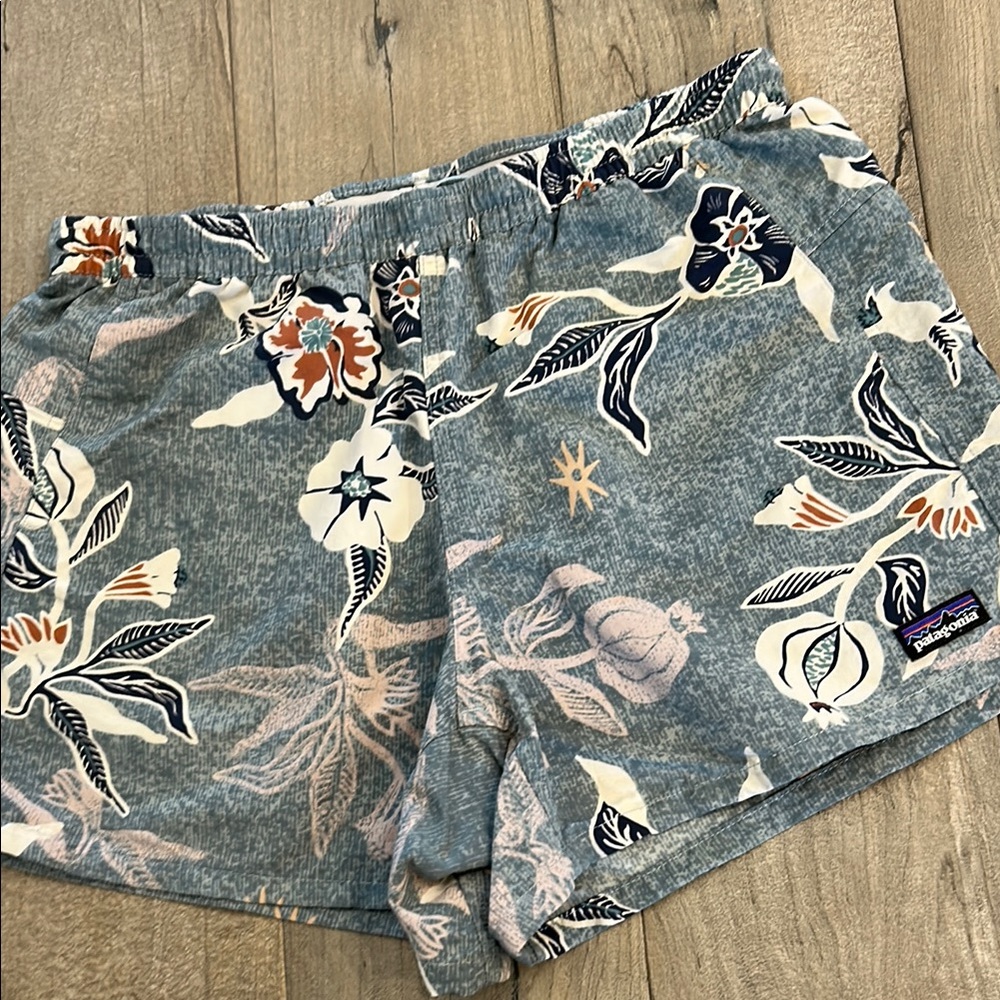 Patagonia Blue Floral Athletic Shorts